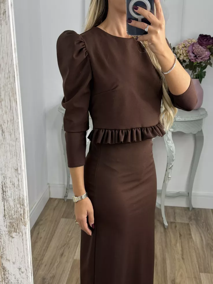 Conjunto Kesar liso chocolate