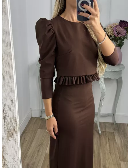 Conjunto Kesar liso chocolate