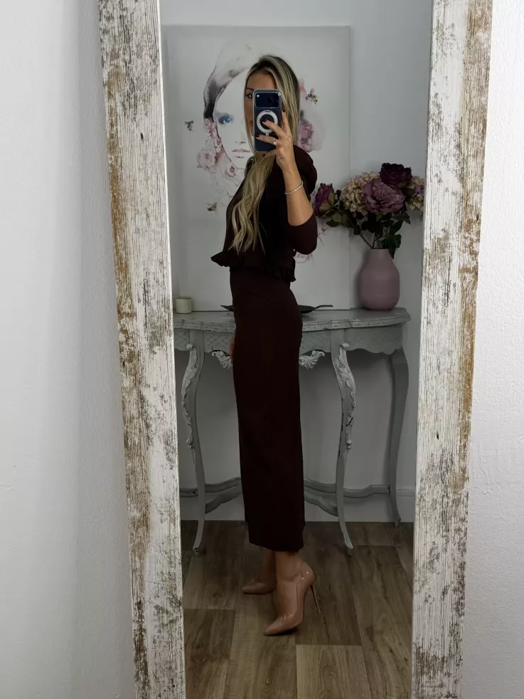 Conjunto Kesar liso chocolate