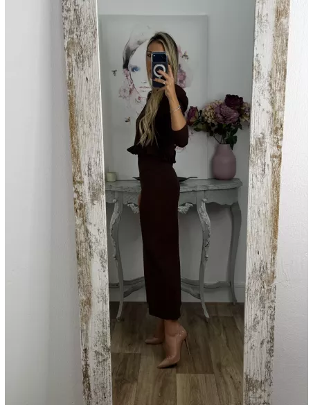 Conjunto Kesar liso chocolate