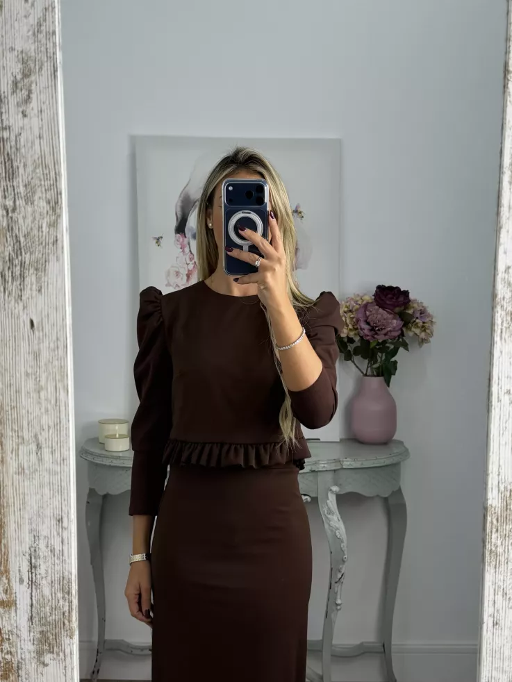 Conjunto Kesar liso chocolate