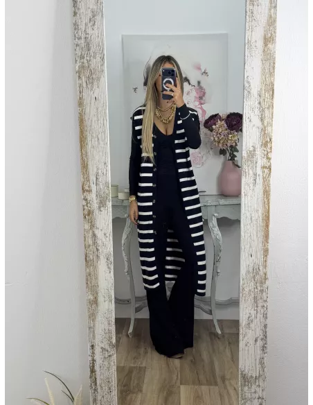 Vestido-Chaleco Bella azul marino y blanco