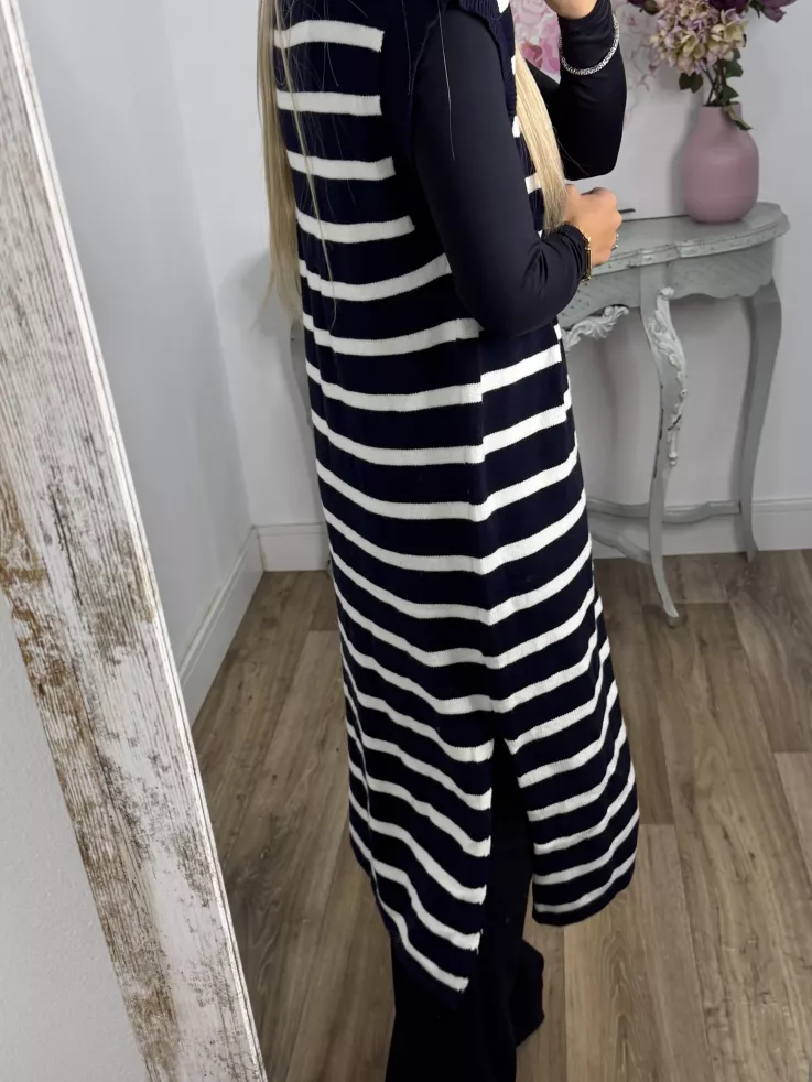 Vestido-Chaleco Bella azul marino y blanco