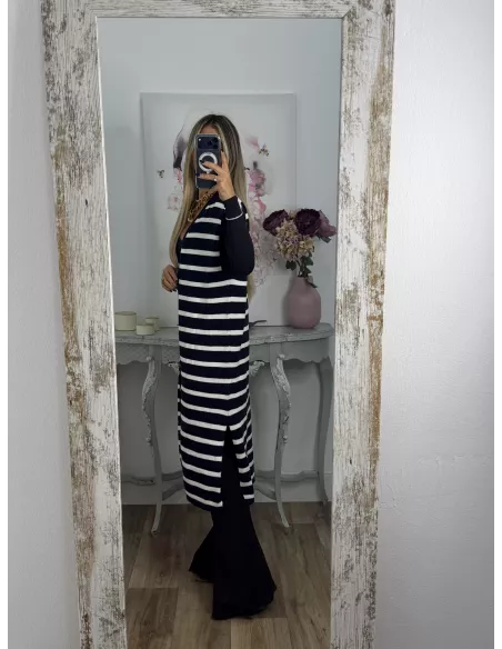 Vestido-Chaleco Bella azul marino y blanco