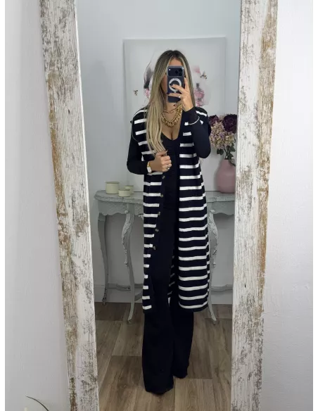 Vestido-Chaleco Bella azul marino y blanco