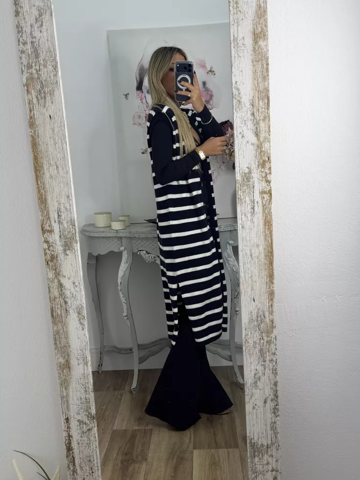 Vestido-Chaleco Bella azul marino y blanco