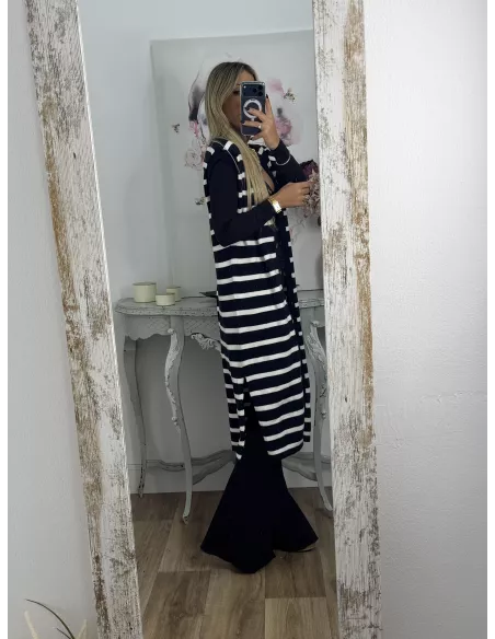 Vestido-Chaleco Bella azul marino y blanco