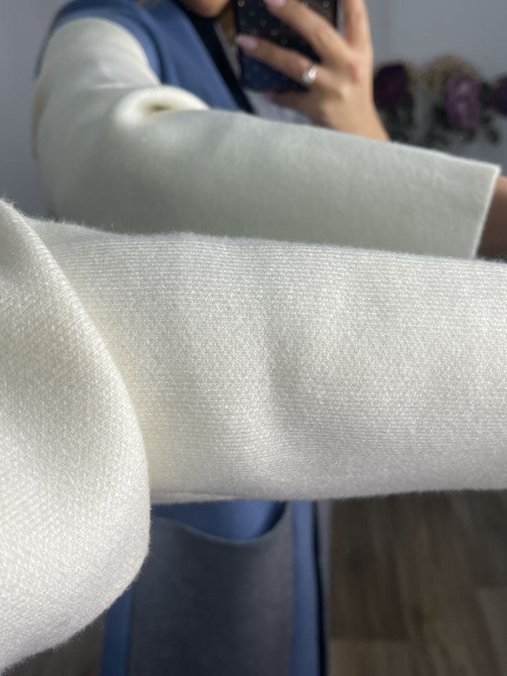 Abrigo punto tricolor azul beige y gris