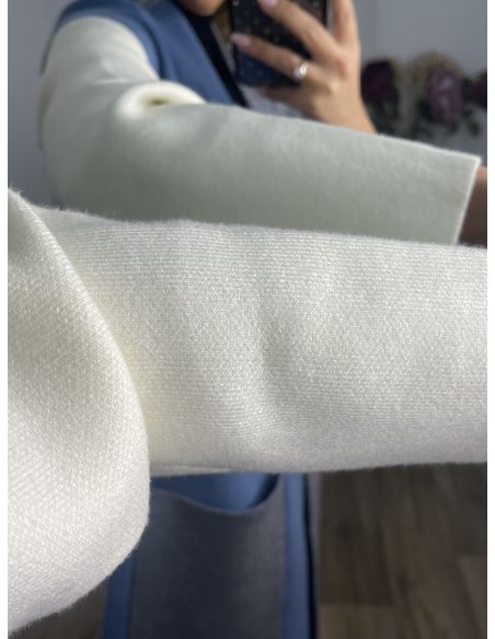 Abrigo punto tricolor azul beige y gris