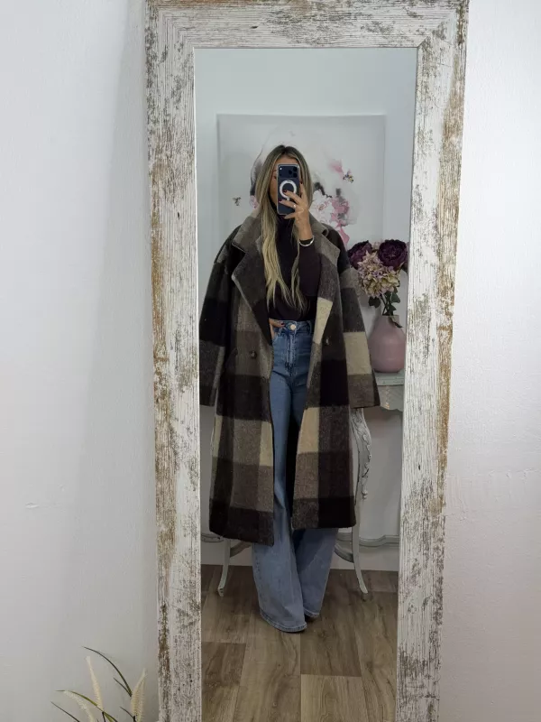 Abrigo Ideal cuadros marrón