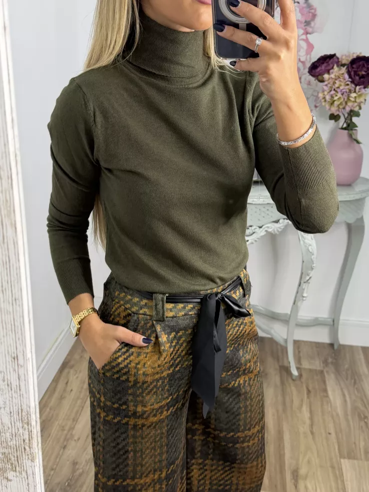 Jersey Deep cuello alto verde kaki
