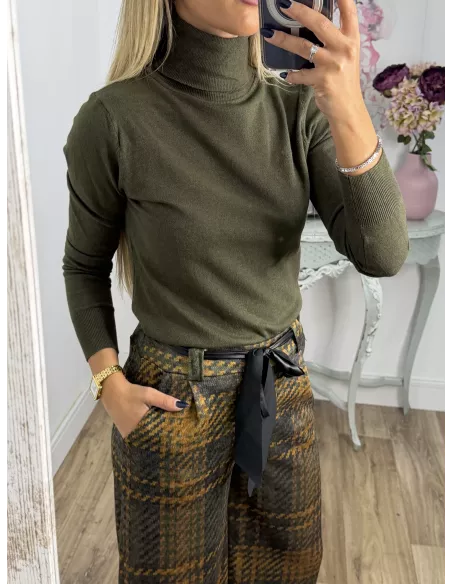 Jersey Deep cuello alto verde kaki