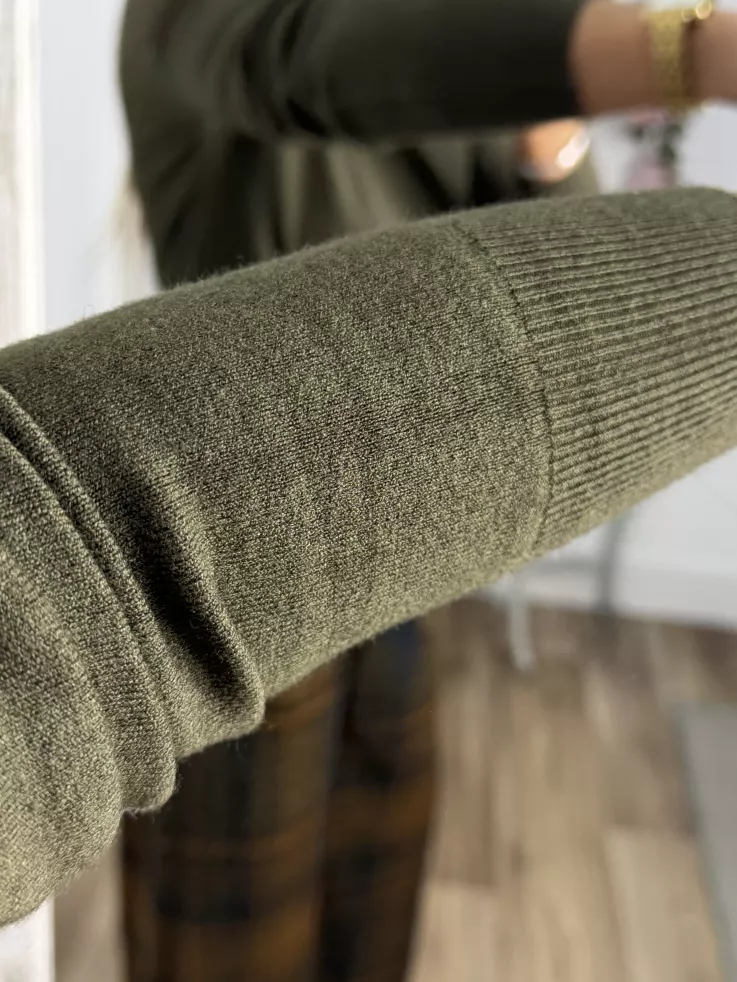 Jersey Deep cuello alto verde kaki