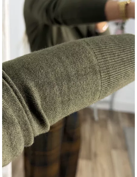 Jersey Deep cuello alto verde kaki