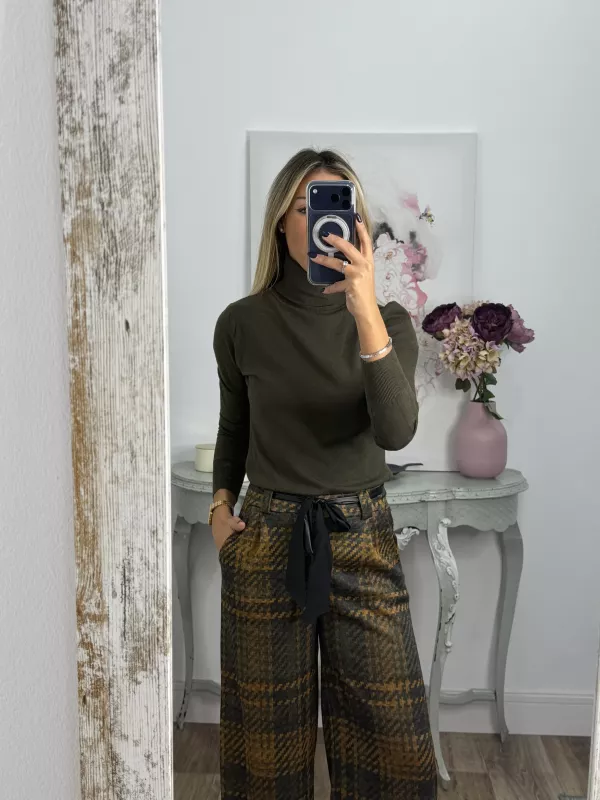 Jersey Deep cuello alto verde kaki