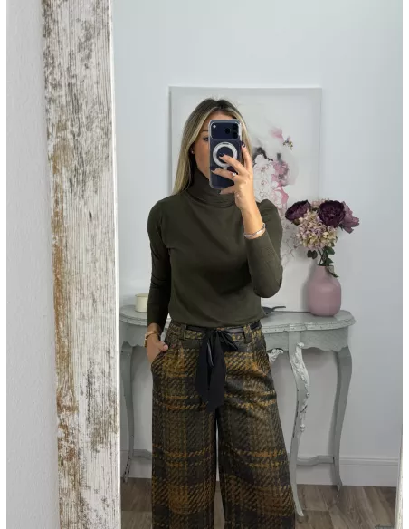 Jersey Deep cuello alto verde kaki