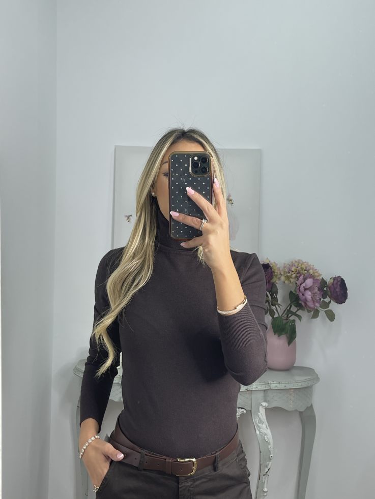Jersey Deep cuello alto marrón