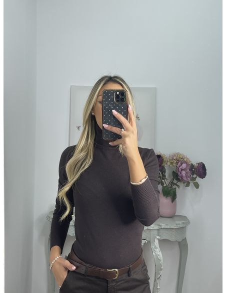 Jersey Deep cuello alto marrón