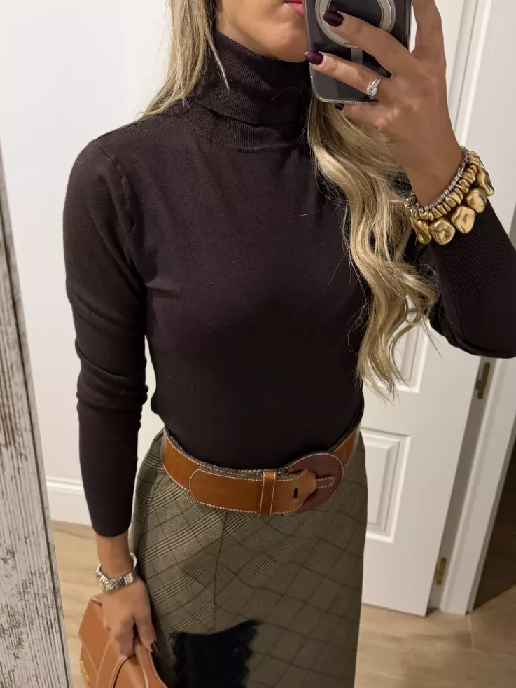 Jersey Deep cuello alto marrón