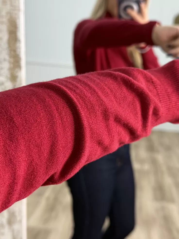 Jersey Deep cuello alto burdeos