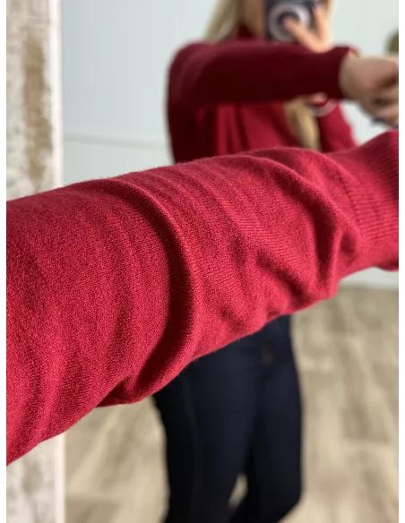 Jersey Deep cuello alto burdeos