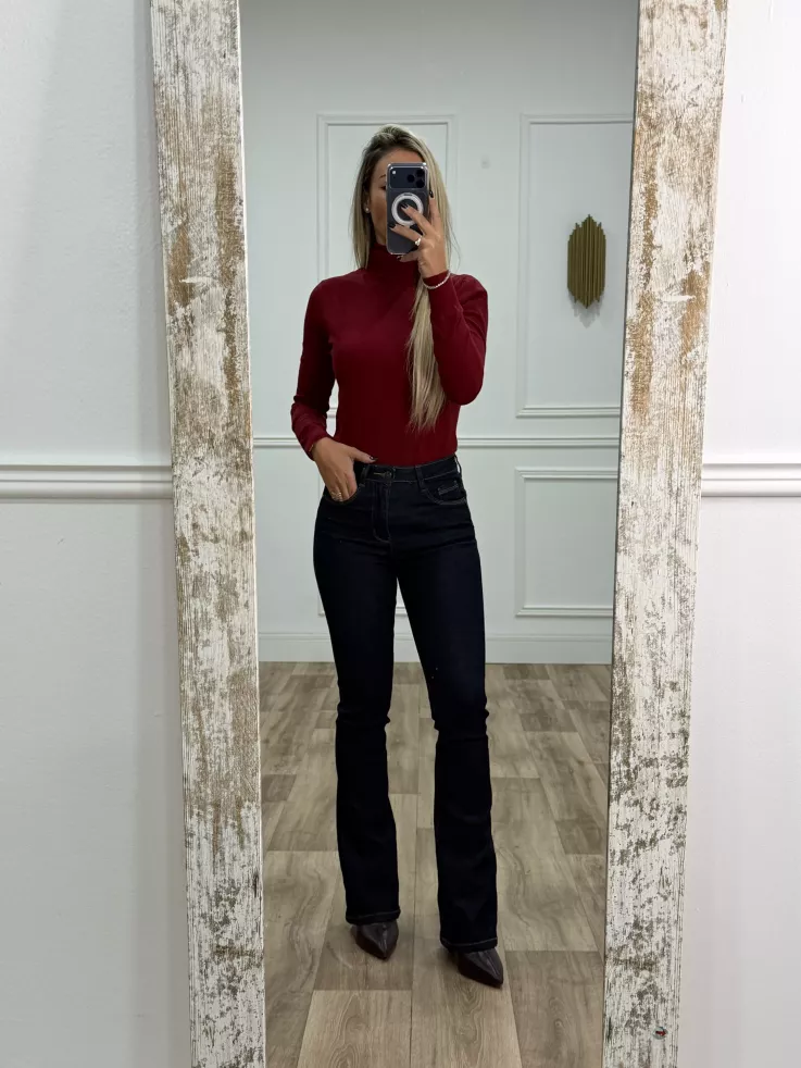 Jersey Deep cuello alto burdeos