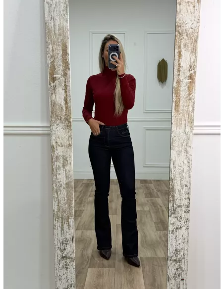 Jersey Deep cuello alto burdeos