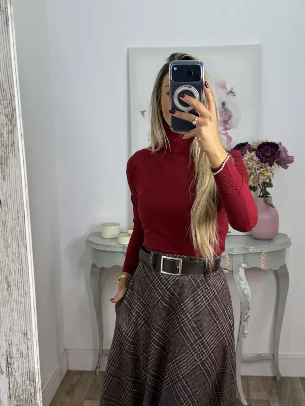 Jersey Deep cuello alto burdeos