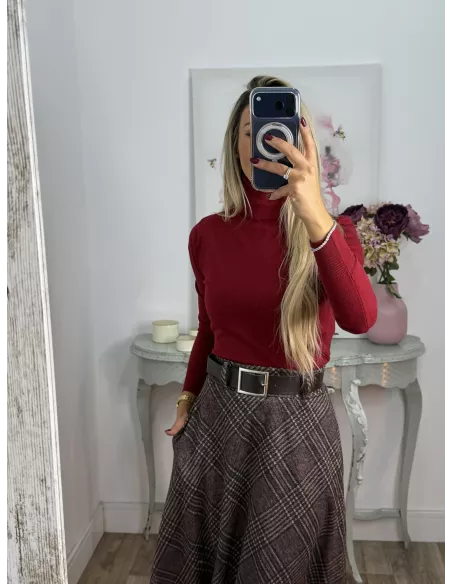 Jersey Deep cuello alto burdeos