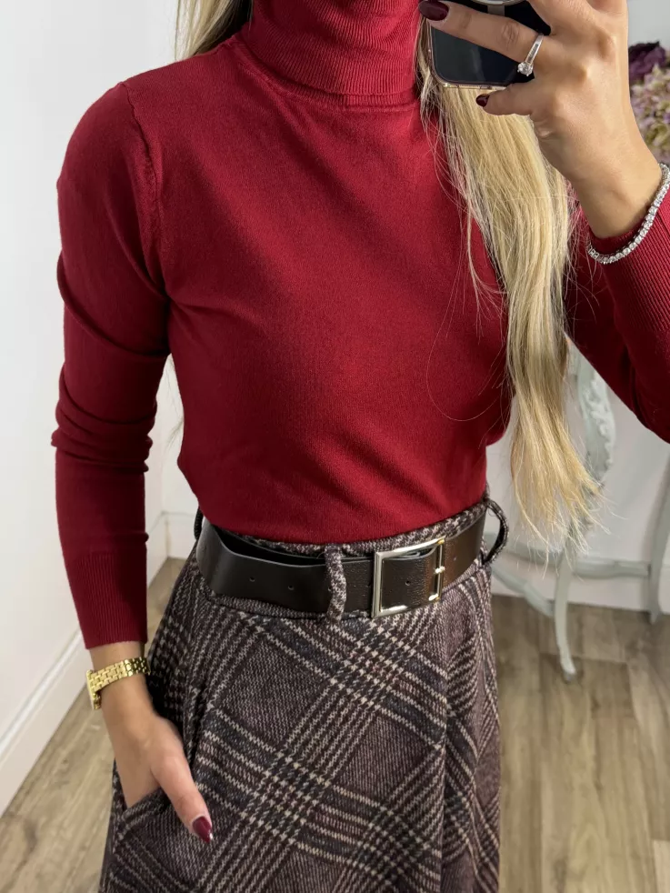 Jersey Deep cuello alto burdeos