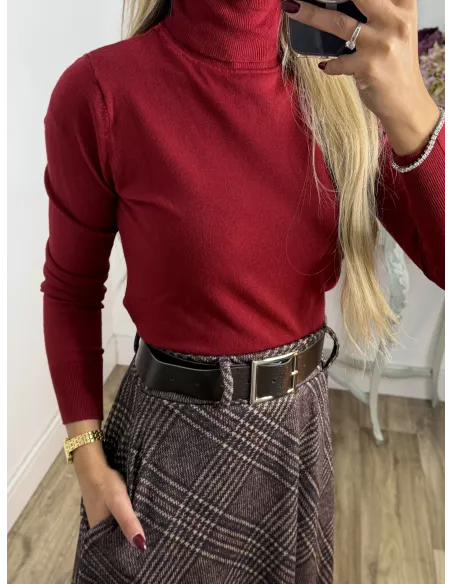 Jersey Deep cuello alto burdeos