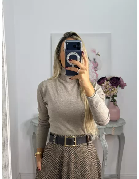 Jersey Deep cuello alto taupe