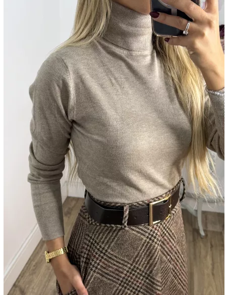 Jersey Deep cuello alto taupe