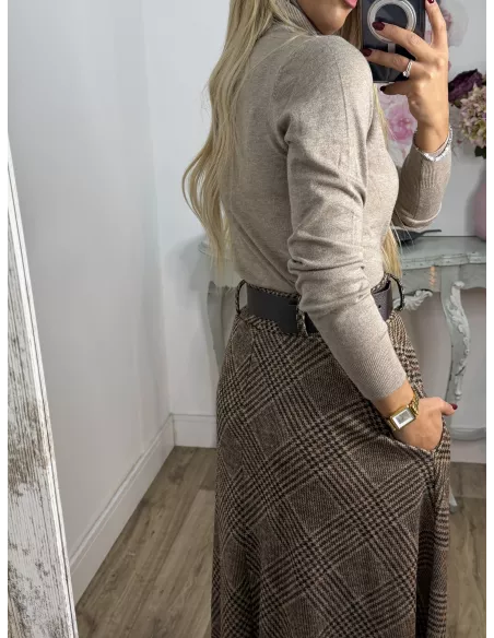 Jersey Deep cuello alto taupe