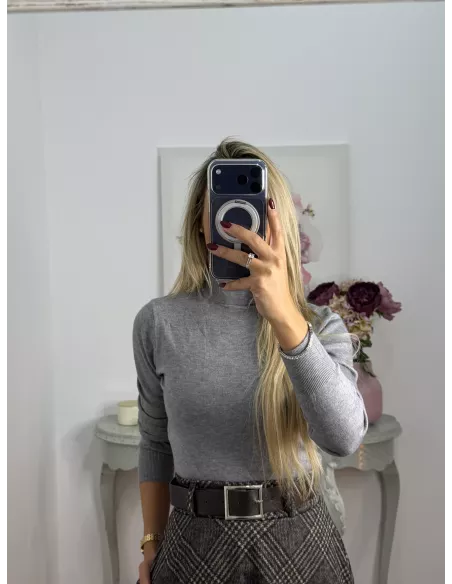 Jersey Deep cuello alto gris