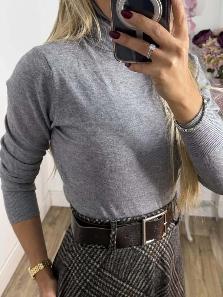 Jersey Deep cuello alto gris