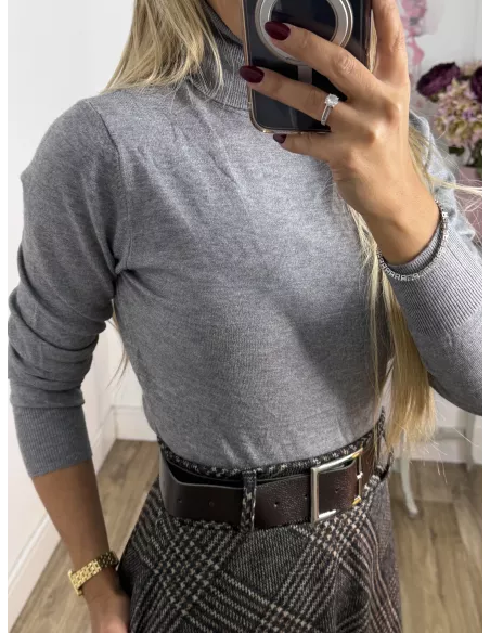 Jersey Deep cuello alto gris