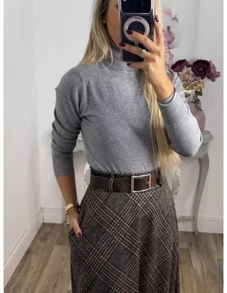 Jersey Deep cuello alto gris