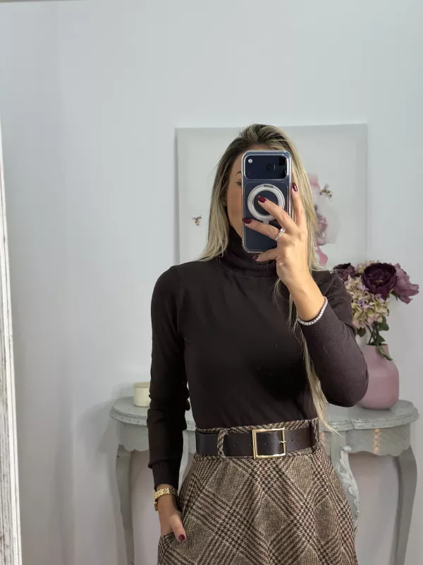 Jersey Deep cuello alto marrón