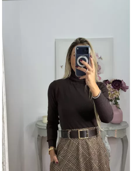 Jersey Deep cuello alto marrón