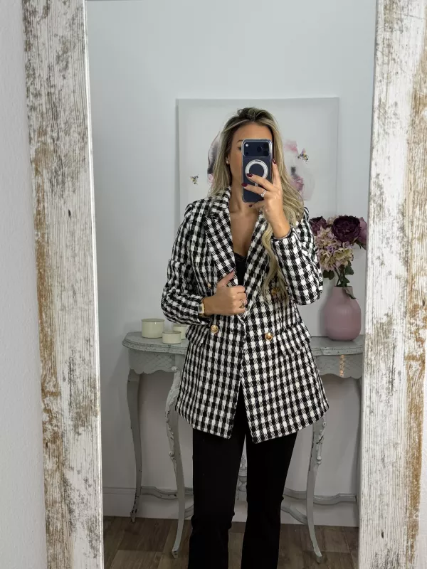 Chaqueta pata de gallo negra y blanca