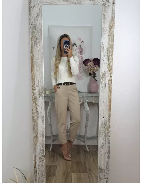 Jersey trenzado cuello a la caja blanco