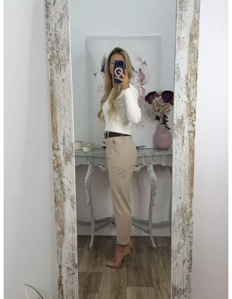 Jersey trenzado cuello a la caja blanco