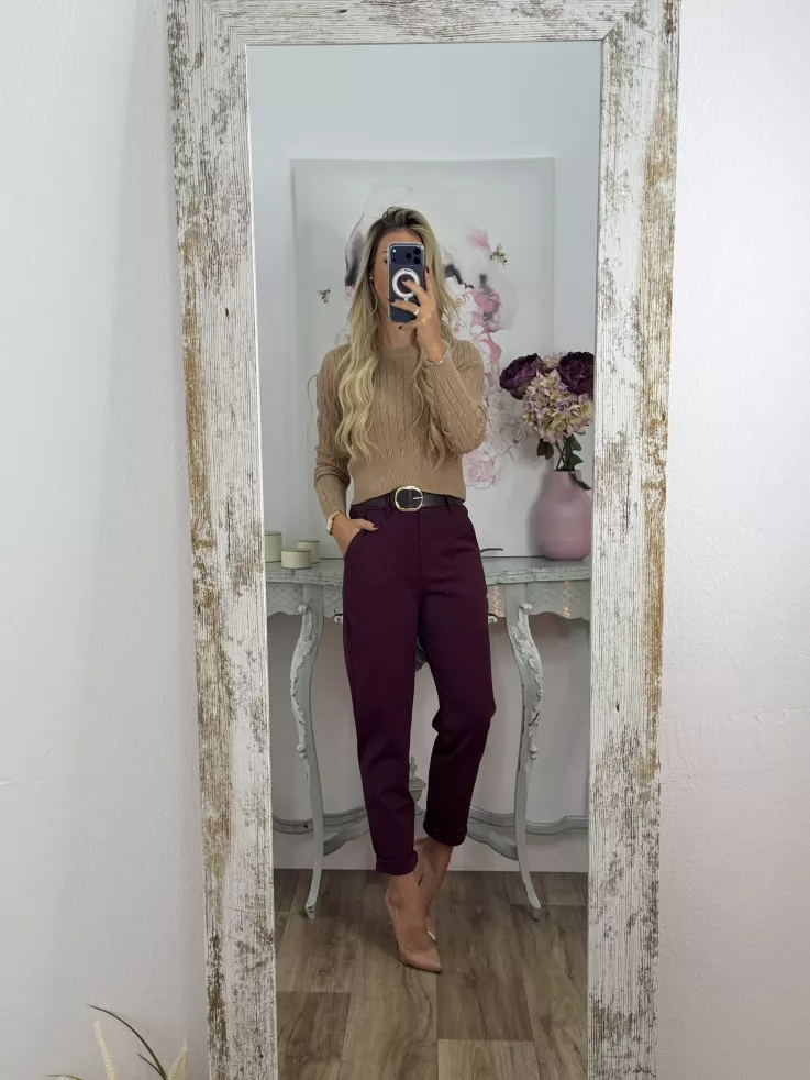 Jersey trenzado cuello a la caja camel