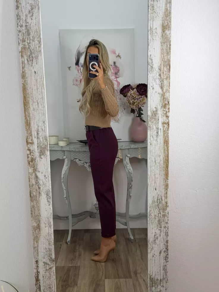 Jersey trenzado cuello a la caja camel