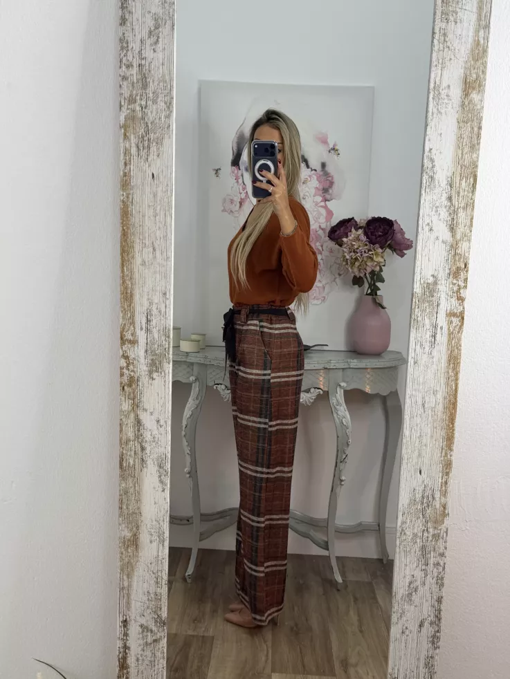 Pantalón Angelica cuadros teja