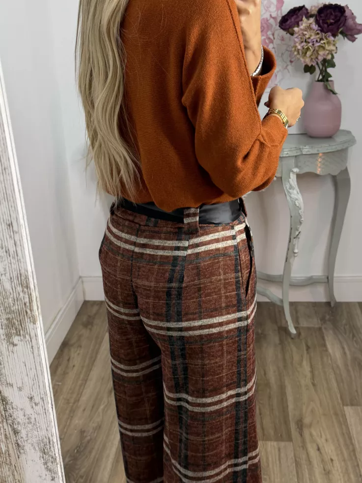 Pantalón Angelica cuadros teja