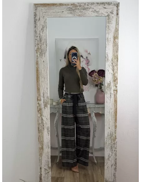 Pantalón Angelica cuadros verde