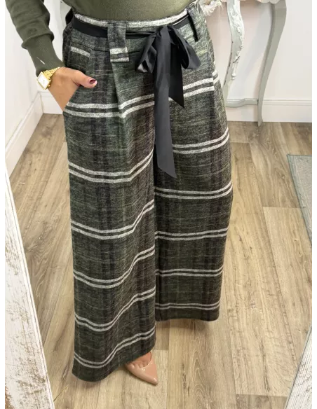 Pantalón Angelica cuadros verde