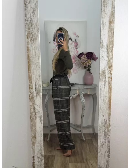 Pantalón Angelica cuadros verde